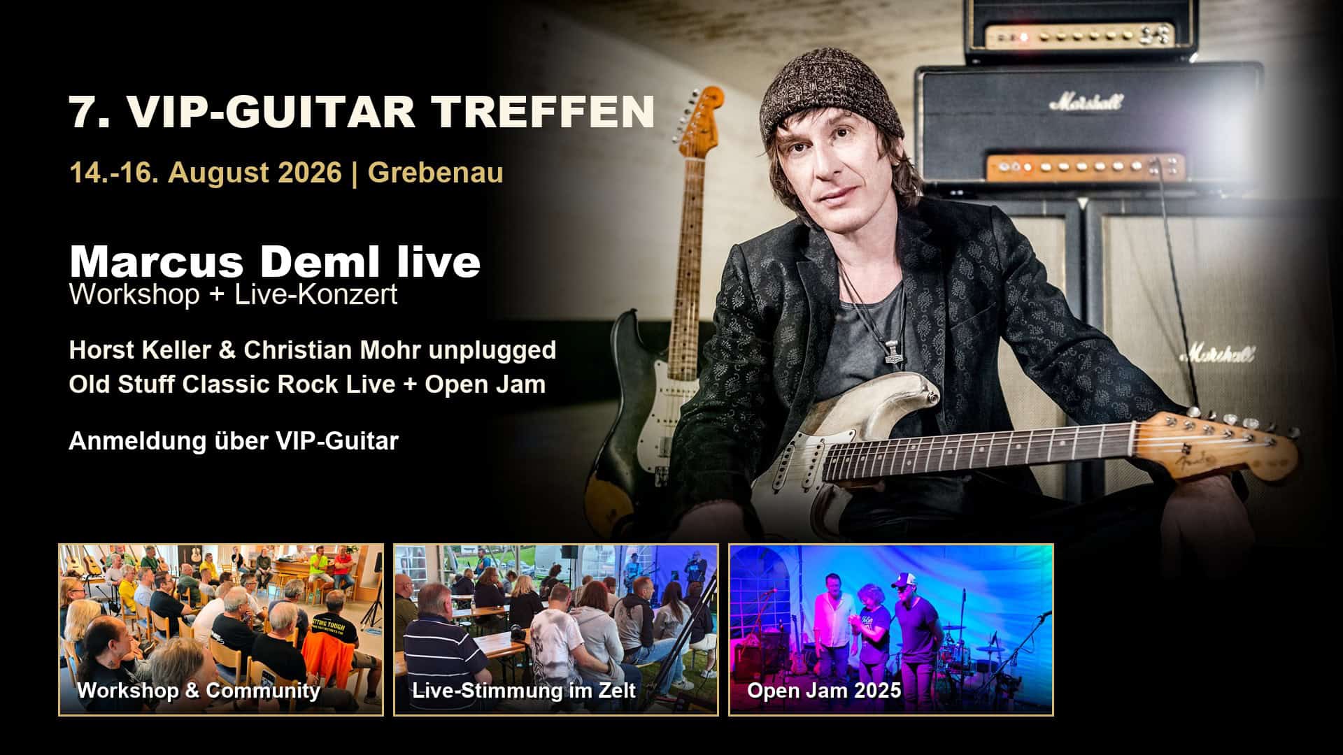 7. VIP-Guitar Studententreffen 2026 mit Marcus Deml, Gitarre, Workshop, Live-Konzert und Community-Bildern in Grebenau