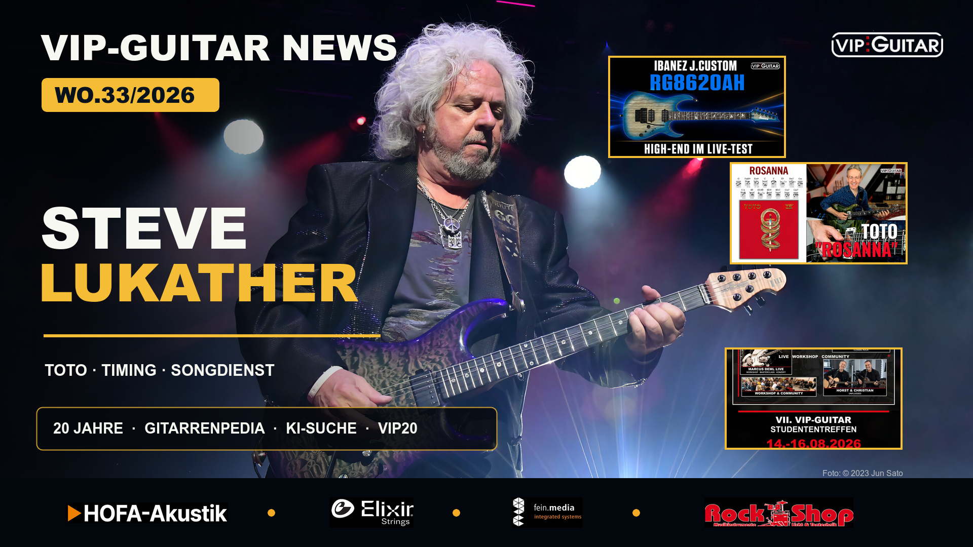 Steve Lukather live mit Gitarre im VIP-Guitar Newsletter WO.33/2026