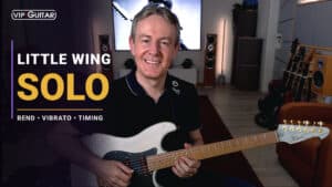 Little Wing Solo lernen mit Horst Keller und weißer E-Gitarre