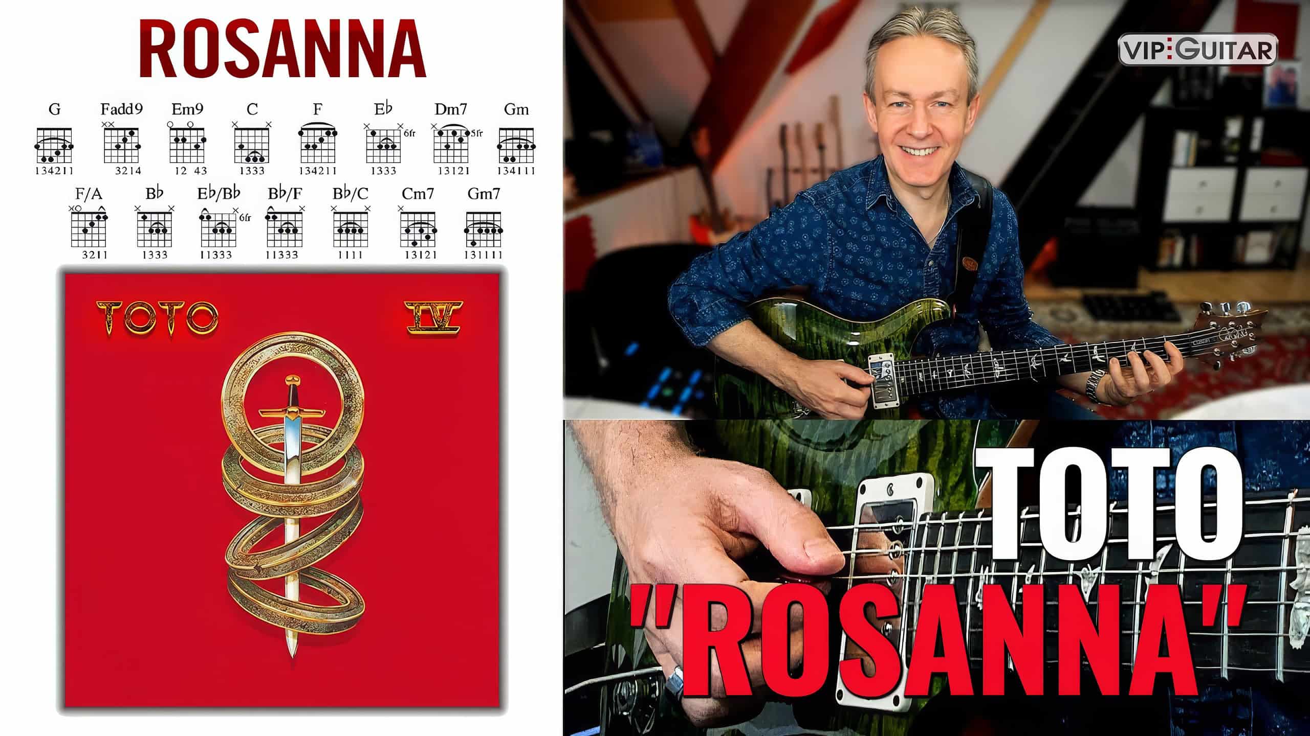 Rosanna von Toto auf der Gitarre: Horst Keller mit Gitarre, Akkorde und Toto IV