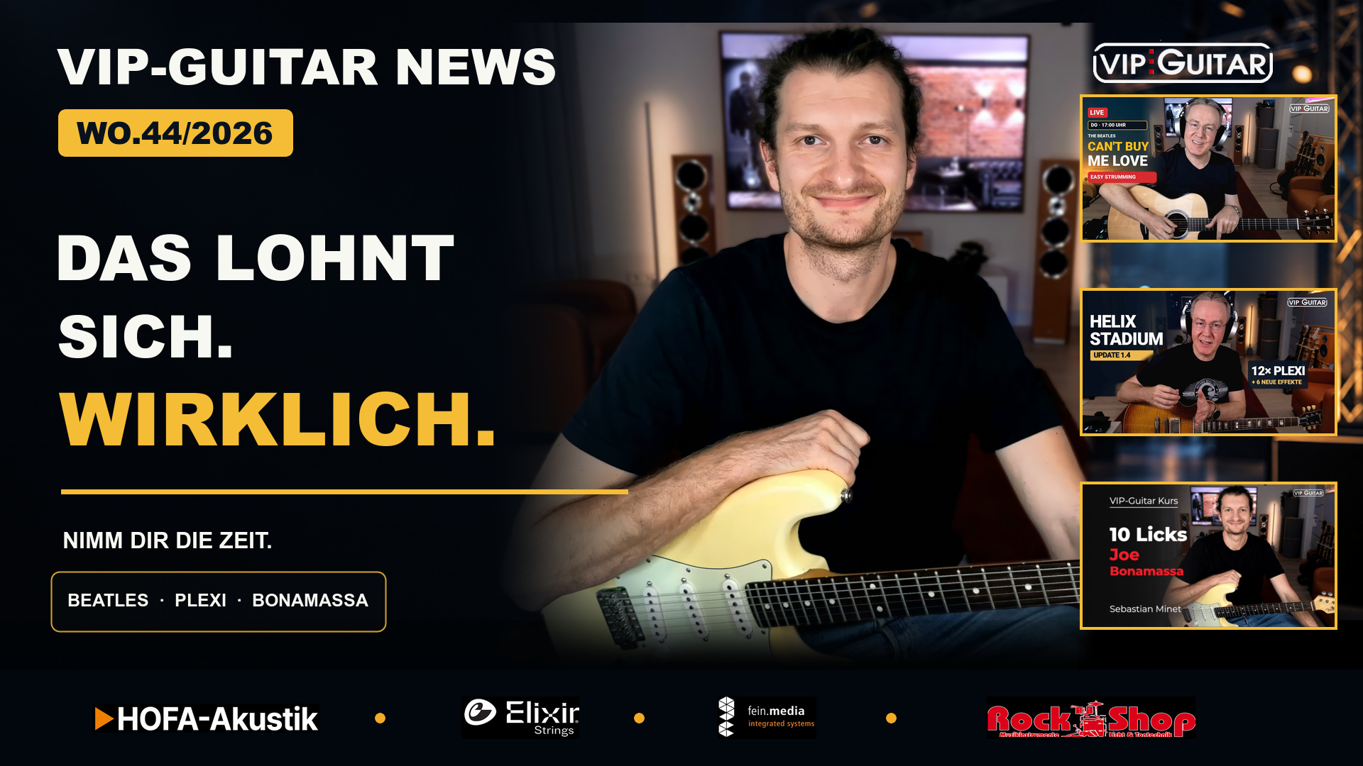 VIP-Guitar News Woche44/2026: Sebastian Minet, Beatles, Plexi und Bonamassa mit Sponsoren